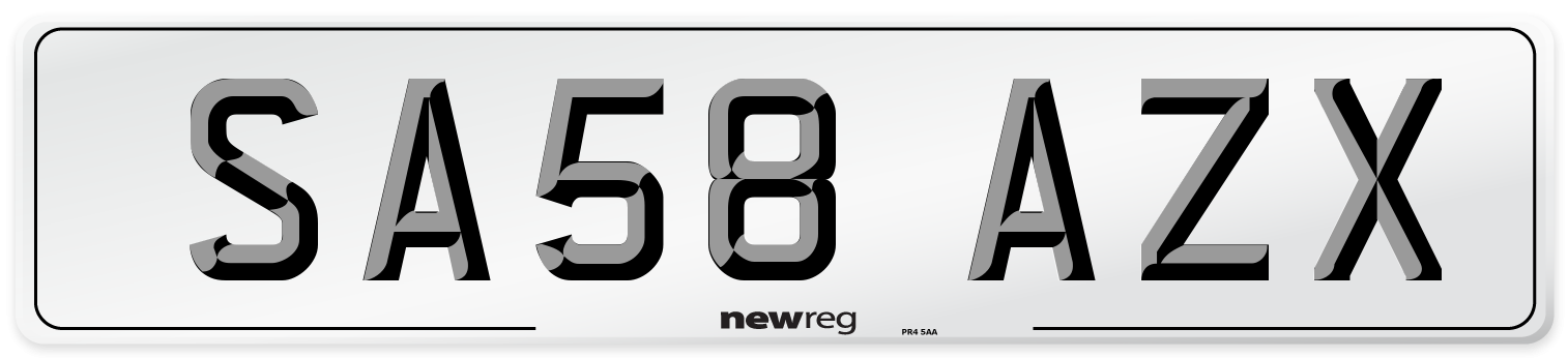 SA58 AZX Number Plate from New Reg